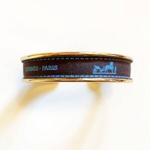 (NWT) Brown and Blue Ribbon Up-Cycled Cuff Bracelet